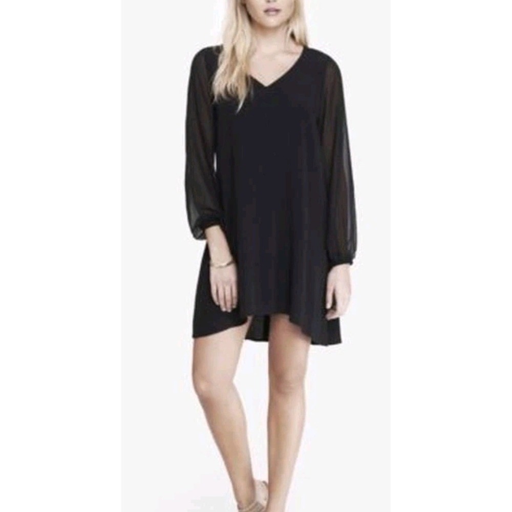 Express Black Gothic Witch Whimsy Long Sleeve Sheer Poet Sleeve Hi-lo Vampire XS